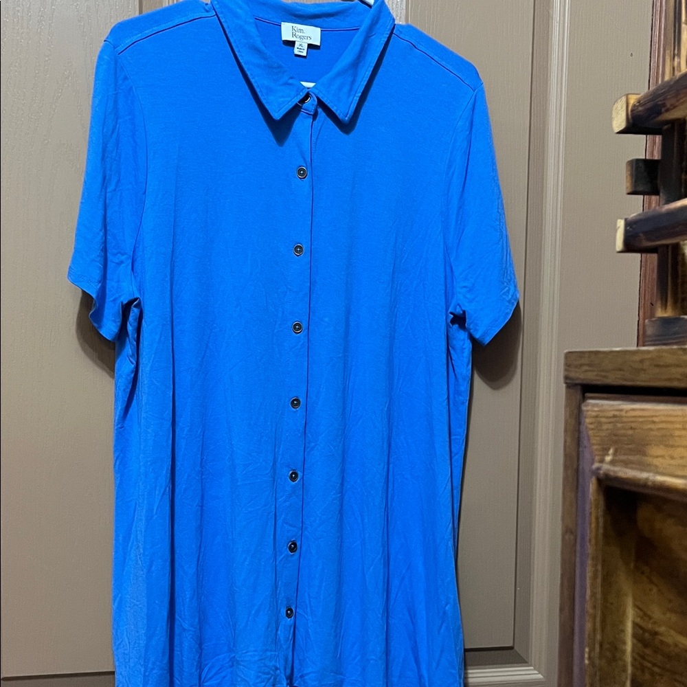 Men's Blue Button-Up Shirt